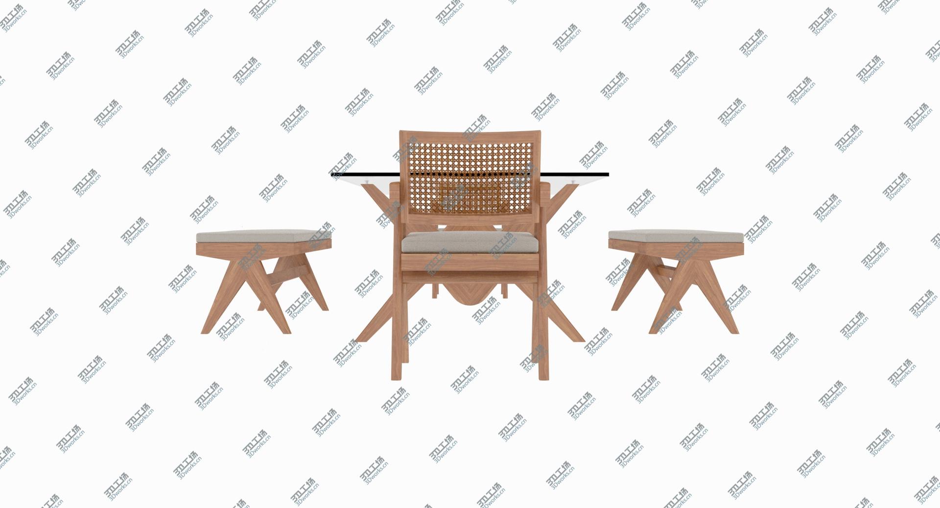 images/goods_img/202105073/3D Cassina Jeanneret Capitol Complex Glass Table with Office Chair and Wooden Bench Set/5.jpg